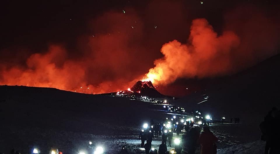 Fagradalsfjall at nighttime