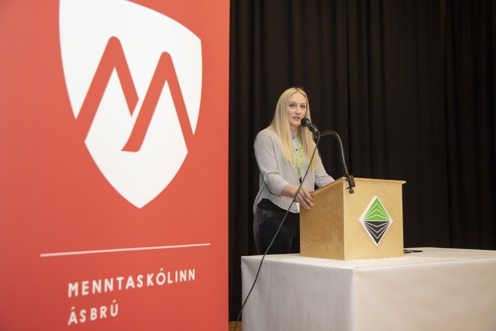 Nanna Kristjana Traustadóttir, skólameistari Menntaskólans á Ásbrú við formlega opnun námsbrautarinn…