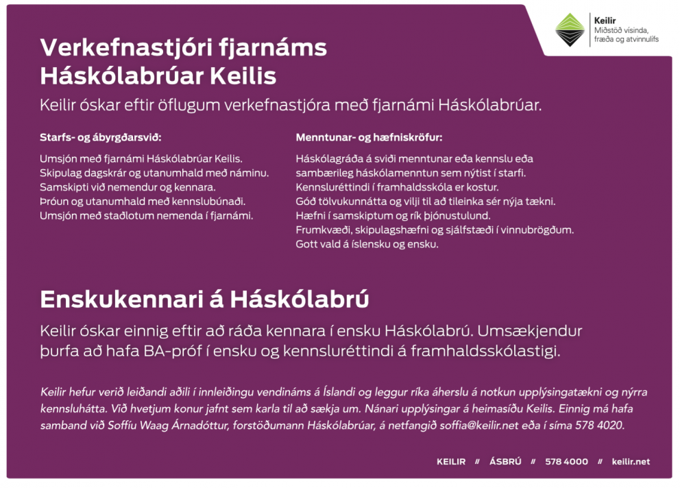 Starf verkefnastjóra fjarnáms Háskólabrúar