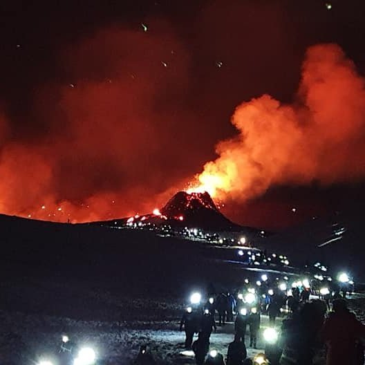 Fagradalsfjall at nighttime