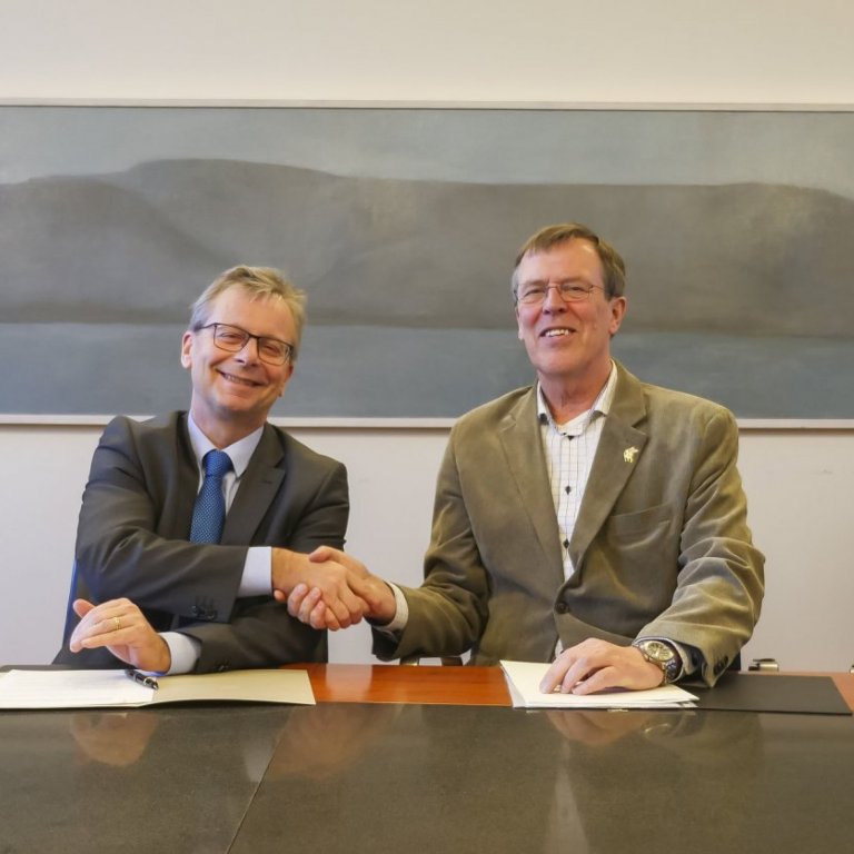 Frá undirritun samstarfssamnings Háskóla Íslands og Keilis um skipan prófessors Rúnars Unnþórssonar …