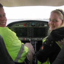 Nemendur úr ME í einni af flugvélum Keilis