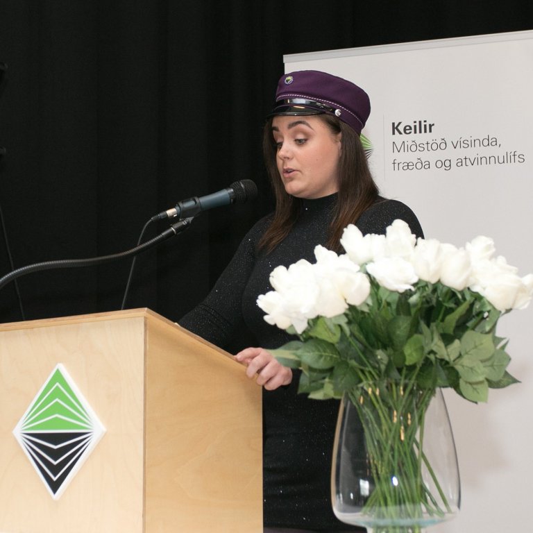 Selma Klara Gunnarsdóttir við brautskráningu Háskólabrúar Keilis 17. ágúst 2018