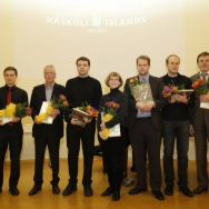 Frá afhendingunni. Hilmar er annar frá vinstri.