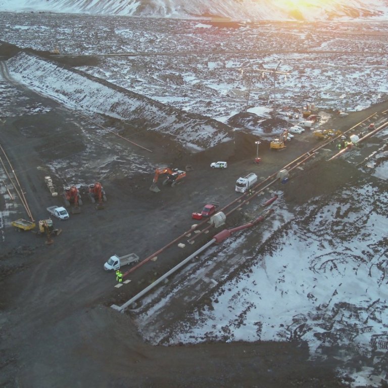 Myndin er frá Almannavörnum ríkislögreglustjóra og sýnir vettvang aðgerða við lagfæringar hitaveituk…